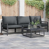 vidaXL Garden Bench Set with Cushion 3 pcs Black Steel