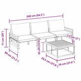 vidaXL Garden Bench Set with Cushion 3 pcs Black Steel
