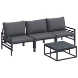 vidaXL Garden Bench Set with Cushion 3 pcs Black Steel