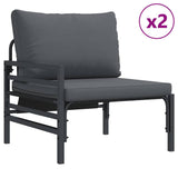 vidaXL Garden Bench Set with Cushion 3 pcs Black Steel
