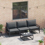 vidaXL Garden Bench Set with Cushion 3 pcs Black Steel