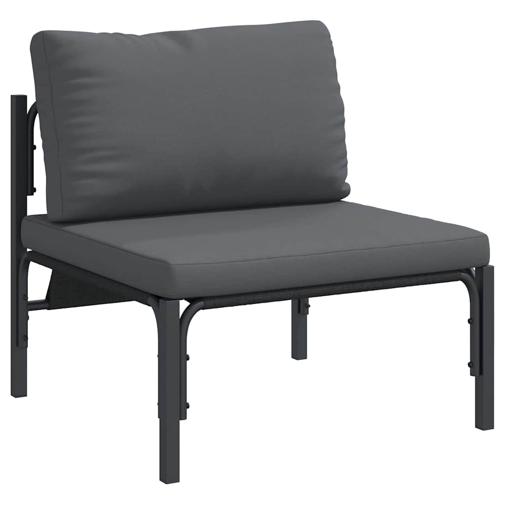 vidaXL Garden Bench Set with Cushion 3 pcs Black Steel