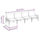 vidaXL Tuinbank Set met kussen 4 pcs Zwart Staal