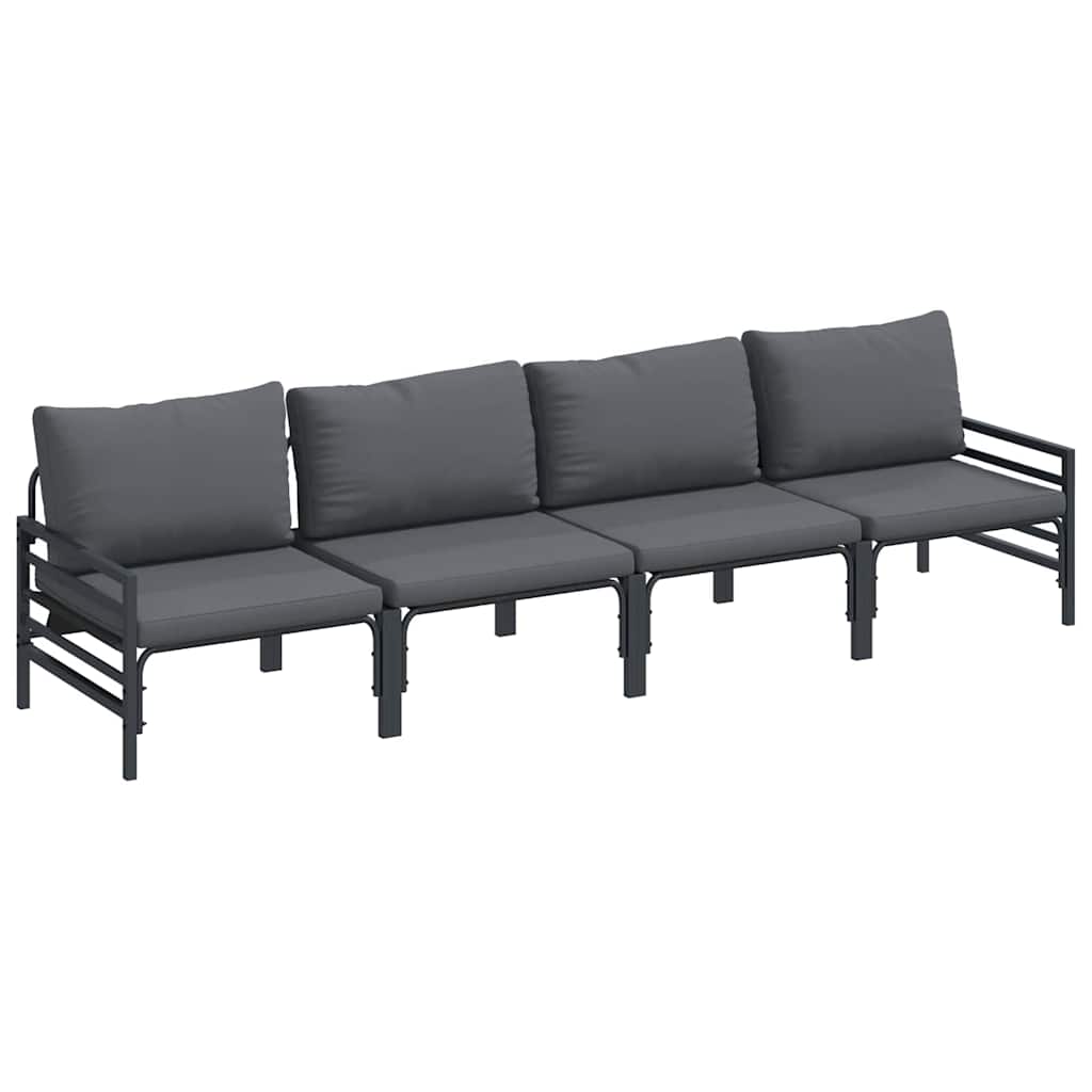 vidaXL Tuinbank Set met kussen 4 pcs Zwart Staal