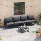 vidaXL Tuinbank Set met kussen 4 pcs Zwart Staal