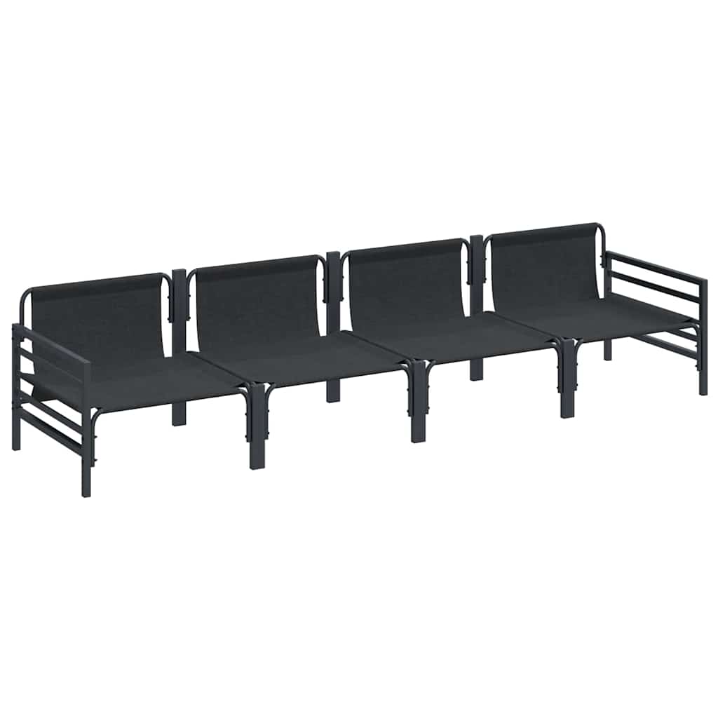 vidaXL Tuinbank Set met kussen 4 pcs Zwart Staal