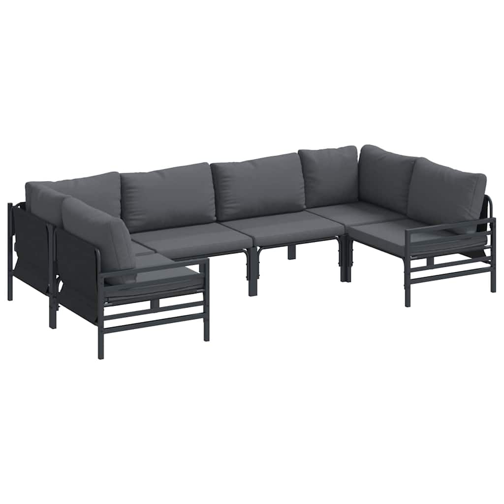 vidaXL Tuinbank Set met kussen 6 pcs Zwart Staal