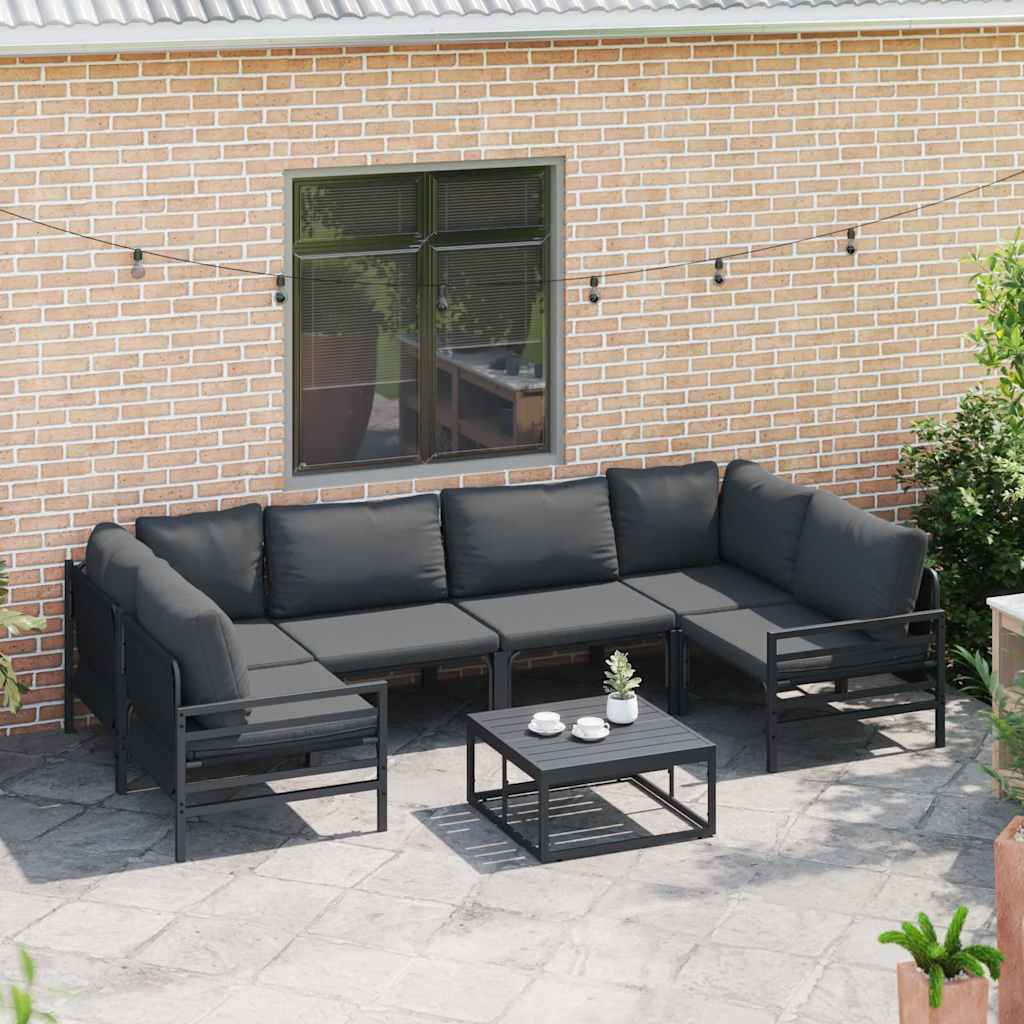 vidaXL Tuinbank Set met kussen 6 pcs Zwart Staal