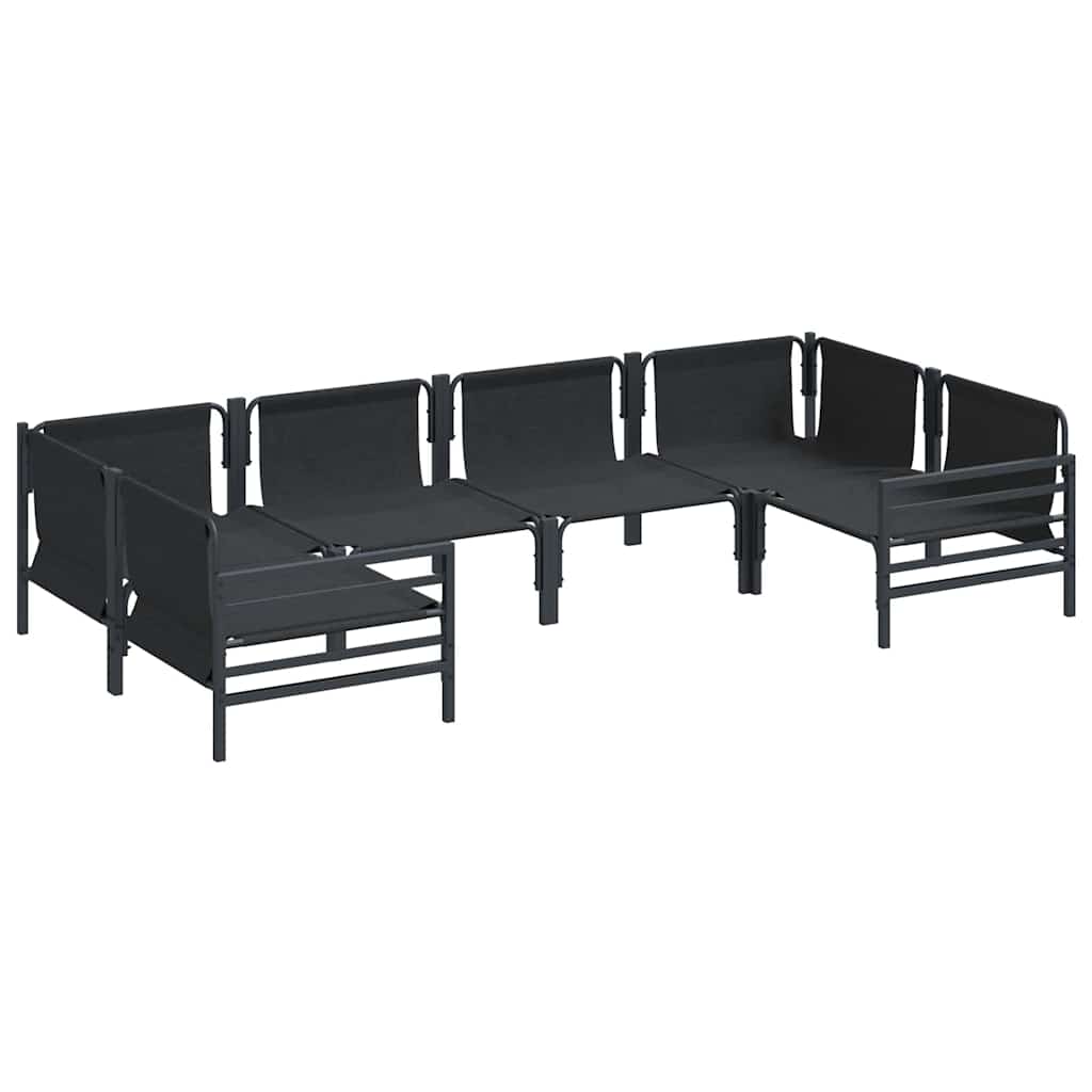 vidaXL Tuinbank Set met kussen 6 pcs Zwart Staal