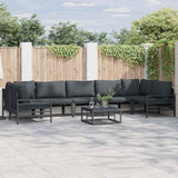 vidaXL Tuinbank Set met kussen 7 pcs Zwart Staal