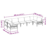 vidaXL Tuinbank Set met kussen 7 pcs Zwart Staal