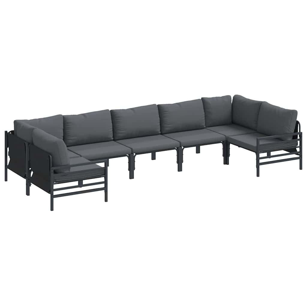 vidaXL Tuinbank Set met kussen 7 pcs Zwart Staal