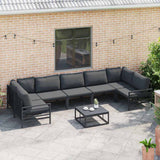 vidaXL Tuinbank Set met kussen 7 pcs Zwart Staal