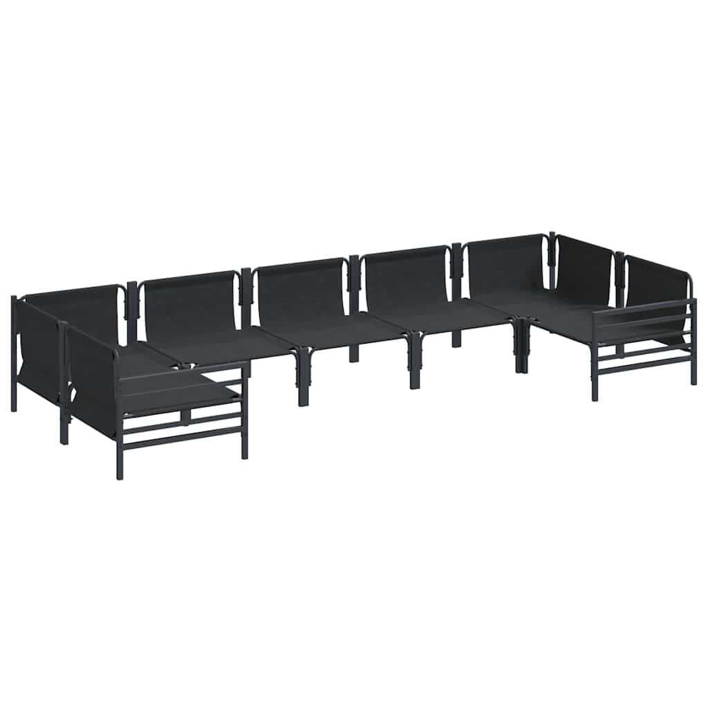 vidaXL Tuinbank Set met kussen 7 pcs Zwart Staal