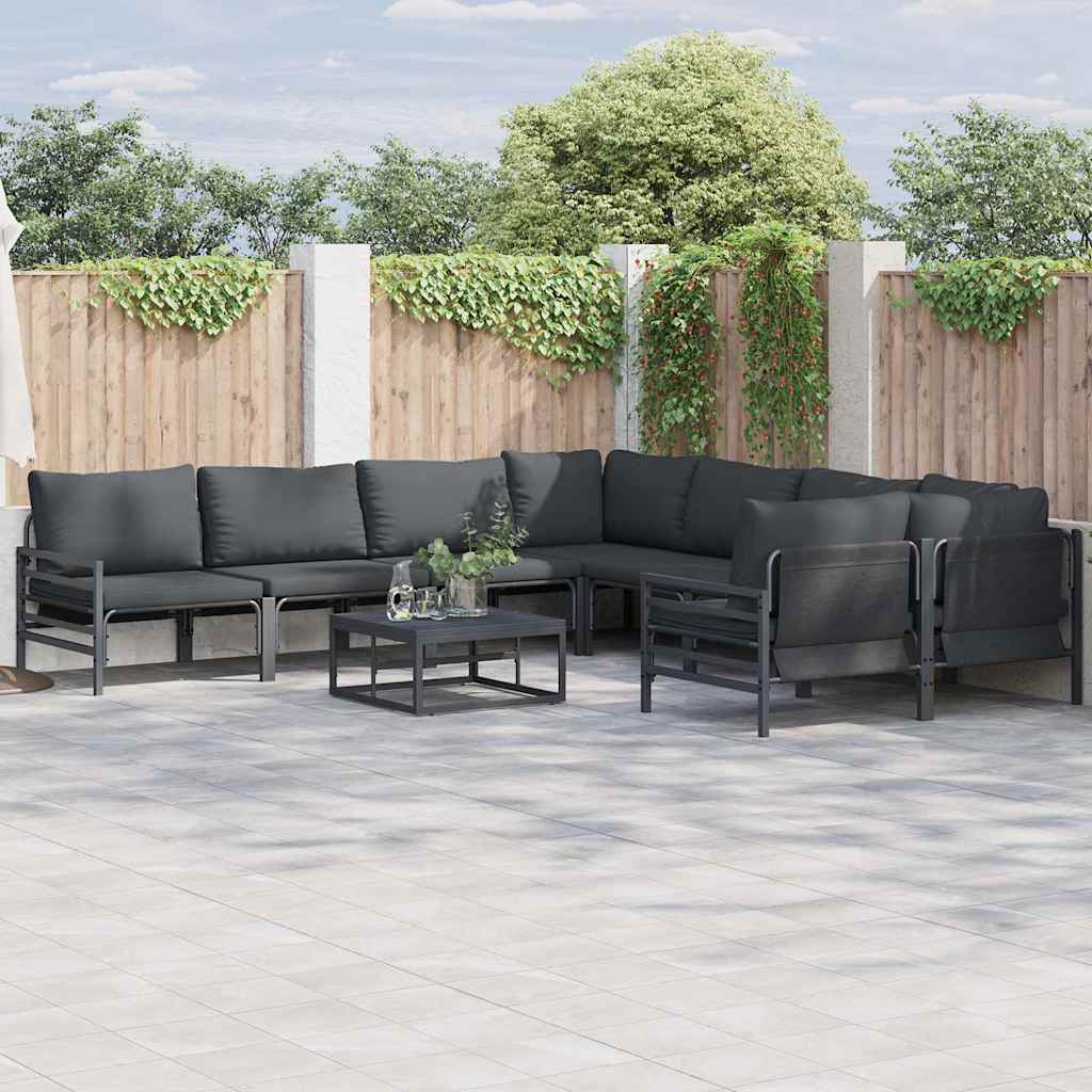 vidaXL Tuinbank Set met kussen Antraciet Staal