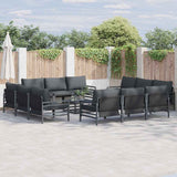 vidaXL Tuinbank Set met kussen 12 pcs Zwart Staal