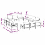 vidaXL Tuinbank Set met kussen 12 pcs Zwart Staal