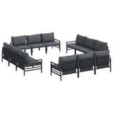 vidaXL Tuinbank Set met kussen 12 pcs Zwart Staal