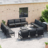 vidaXL Tuinbank Set met kussen 12 pcs Zwart Staal