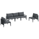 vidaXL Tuinbank Set met kussen 5 pcs Zwart Staal
