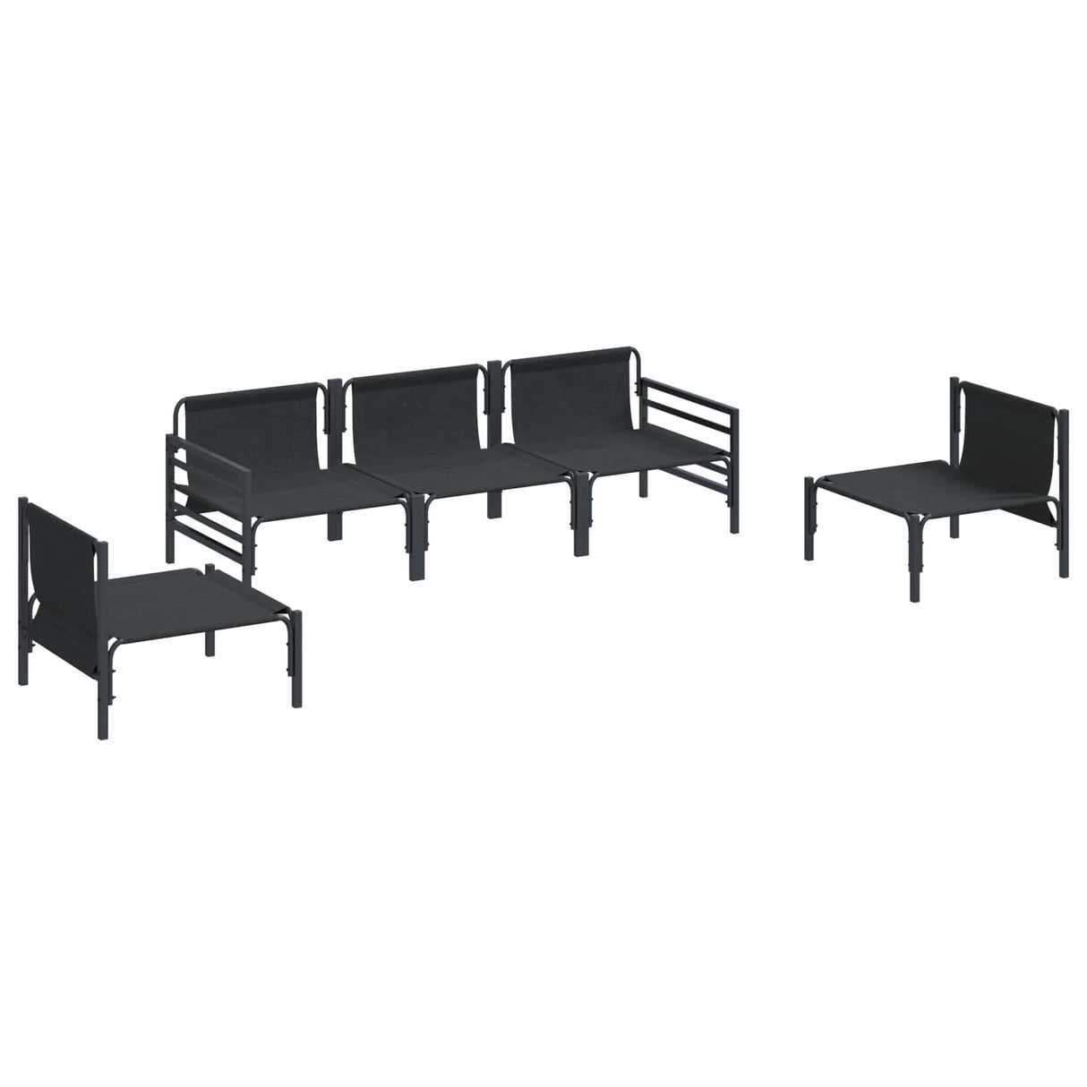 vidaXL Tuinbank Set met kussen 5 pcs Zwart Staal