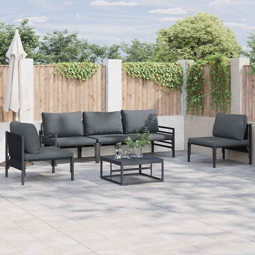 vidaXL Tuinbank Set met kussen 5 pcs Zwart Staal