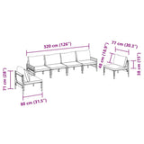vidaXL Tuinbank Set met kussen 6 pcs Zwart Staal
