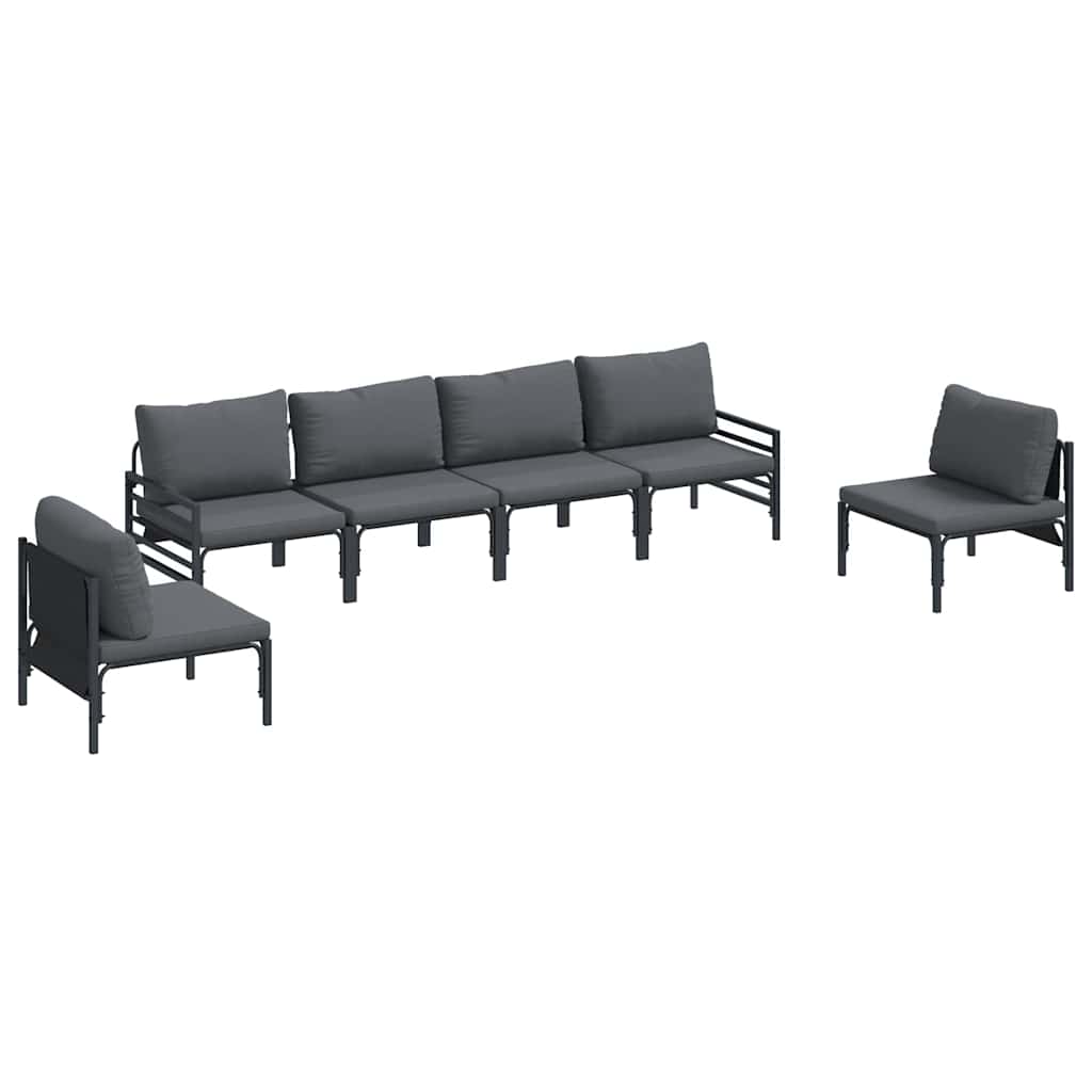 vidaXL Tuinbank Set met kussen 6 pcs Zwart Staal