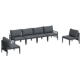 vidaXL Tuinbank Set met kussen 6 pcs Zwart Staal