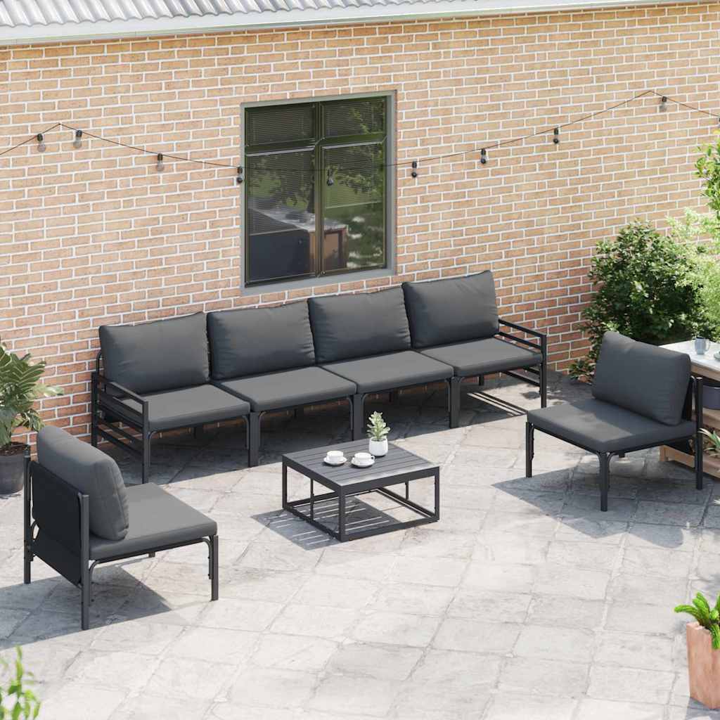 vidaXL Tuinbank Set met kussen 6 pcs Zwart Staal