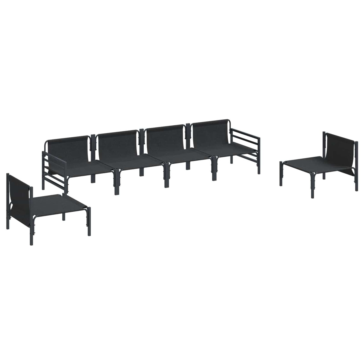 vidaXL Tuinbank Set met kussen 6 pcs Zwart Staal