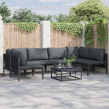 vidaXL Tuinbank Set met kussen 6 pcs Zwart Staal