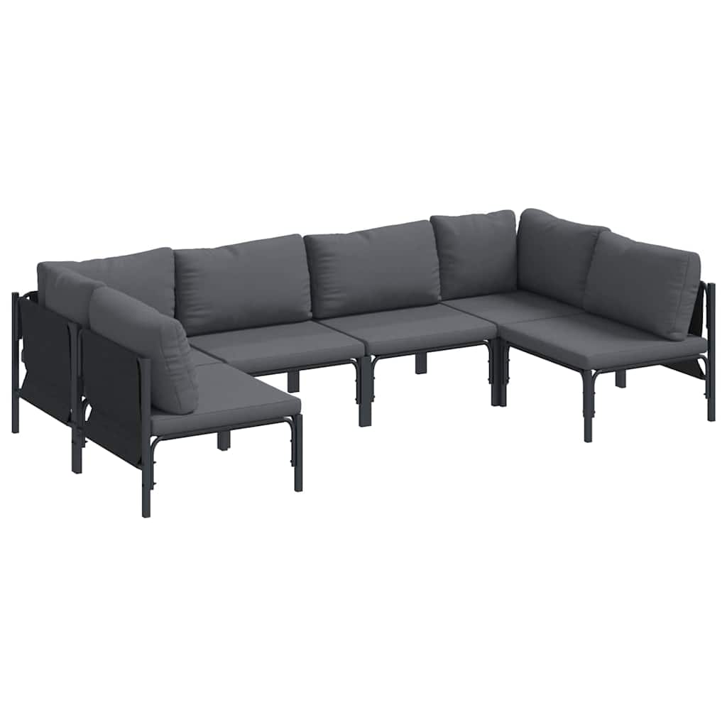 vidaXL Tuinbank Set met kussen 6 pcs Zwart Staal