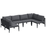 vidaXL Tuinbank Set met kussen 6 pcs Zwart Staal