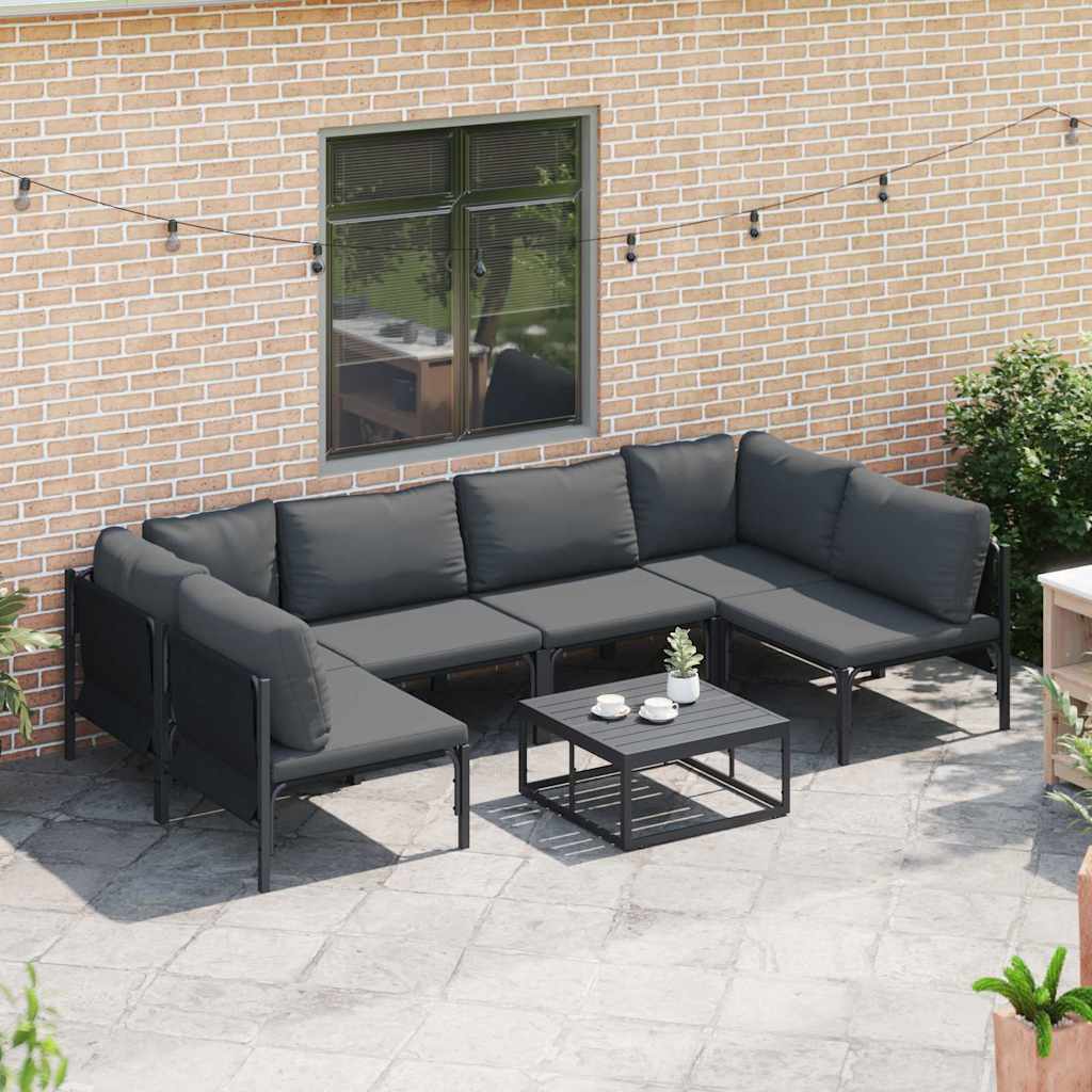 vidaXL Tuinbank Set met kussen 6 pcs Zwart Staal