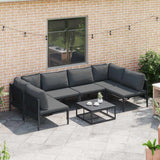 vidaXL Tuinbank Set met kussen 6 pcs Zwart Staal