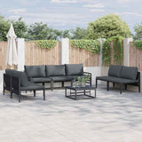 vidaXL Garden Sofa Set with Cushion 7 pcs Black Steel