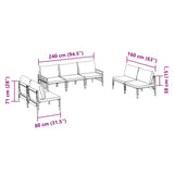 vidaXL Garden Sofa Set with Cushion 7 pcs Black Steel
