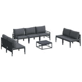 vidaXL Tuinbank Set met kussen 8 pcs Zwart Staal