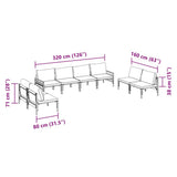 vidaXL Garden Sofa Set with cushions 8 pcs Black Steel