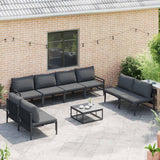 vidaXL Garden Sofa Set with cushions 8 pcs Black Steel