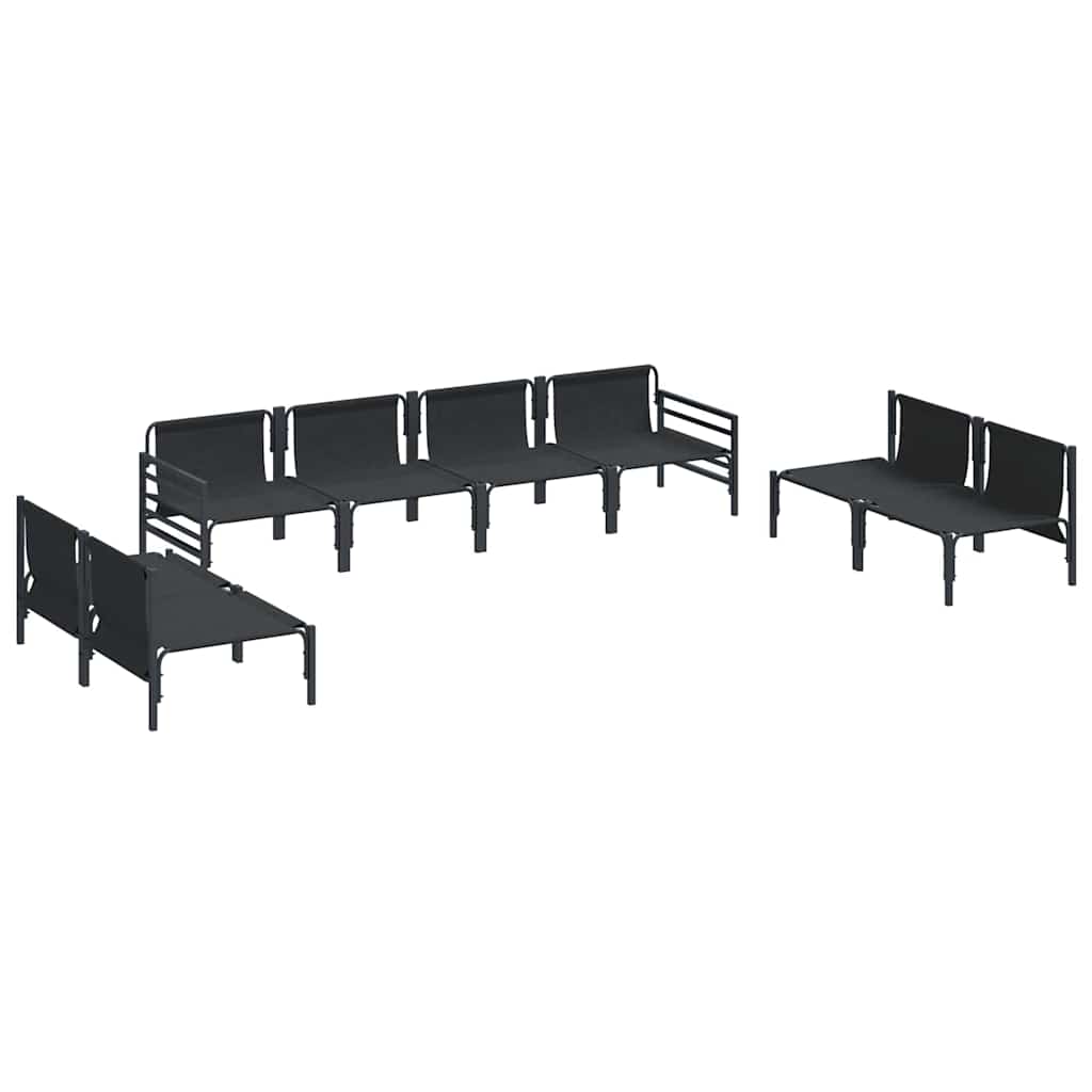 vidaXL Garden Sofa Set with cushions 8 pcs Black Steel