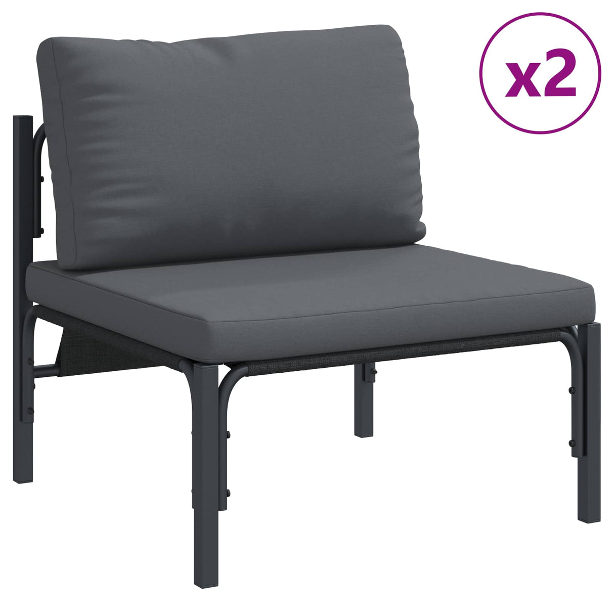vidaXL Garden Bench Set with Cushion 5 pcs Black Steel