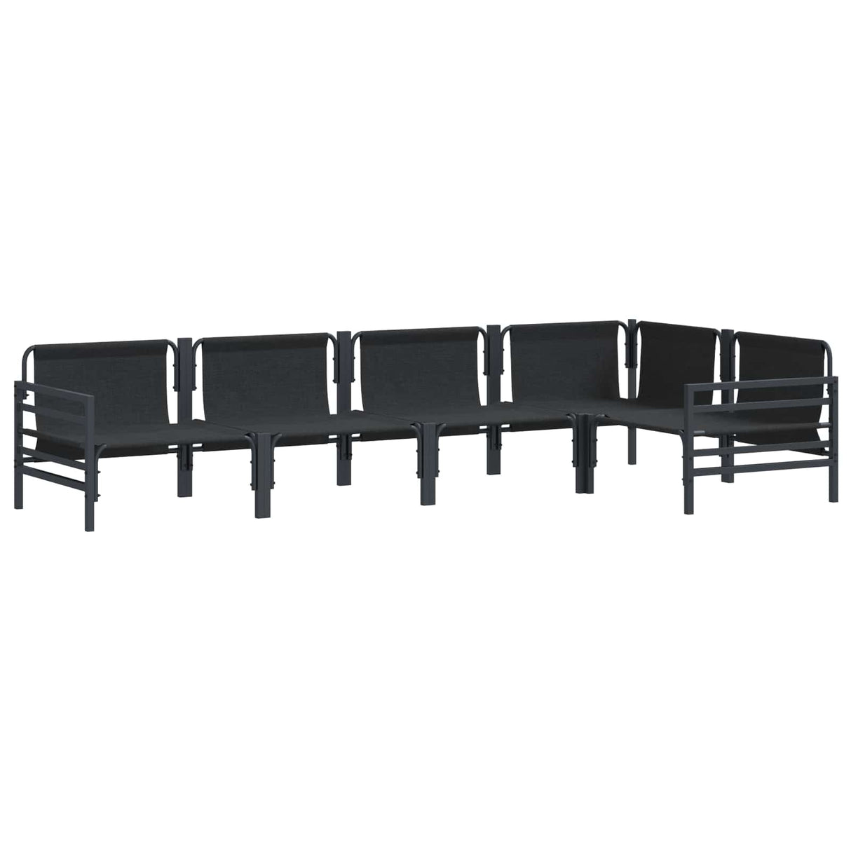 vidaXL Garden Bench Set with Cushion 5 pcs Black Steel