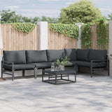 vidaXL Garden Bench Set with Cushion 5 pcs Black Steel
