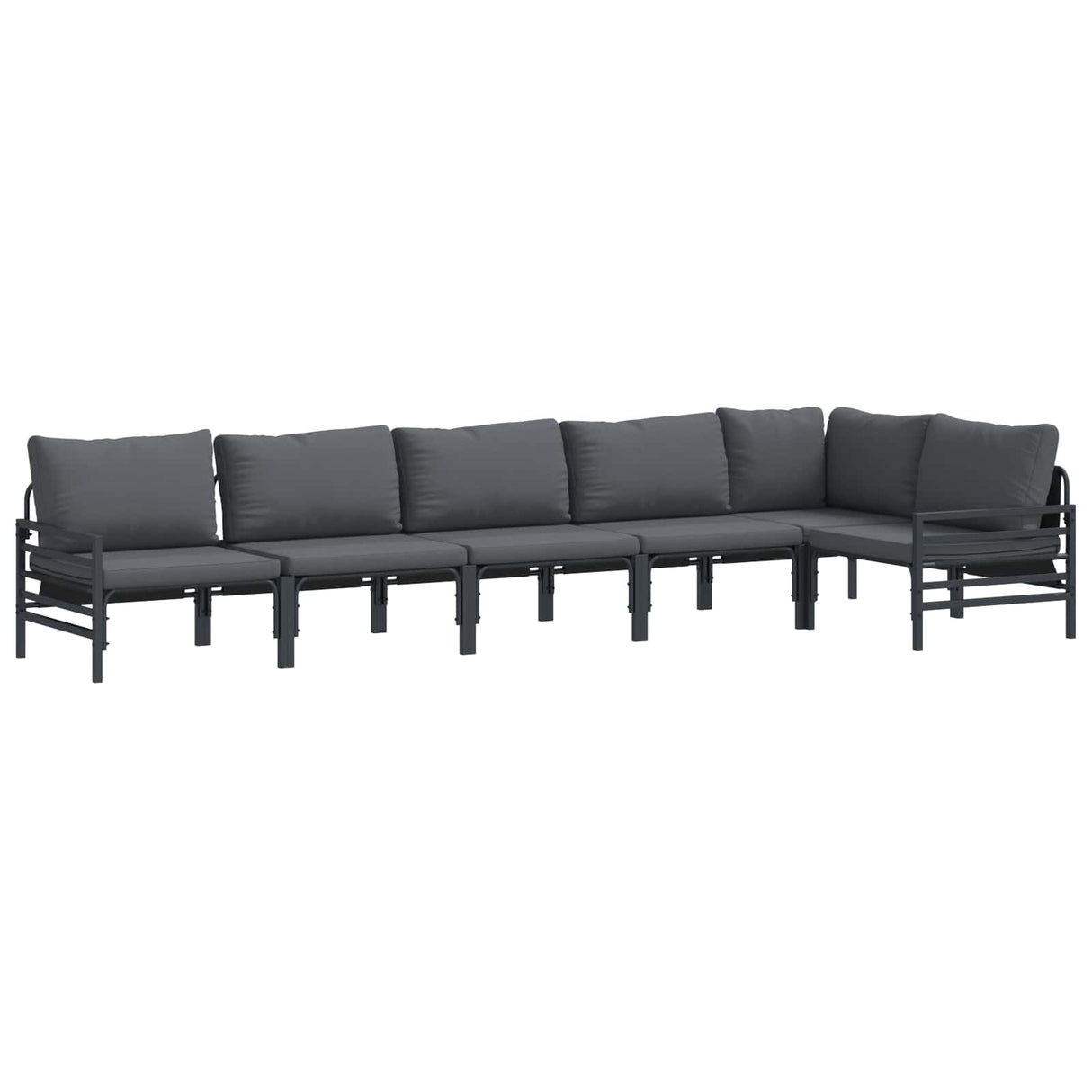 vidaXL Tuinbank Set met kussen 6 pcs Zwart Staal
