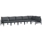 vidaXL Tuinbank Set met kussen 6 pcs Zwart Staal