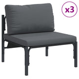 vidaXL Tuinbank Set met kussen 6 pcs Zwart Staal