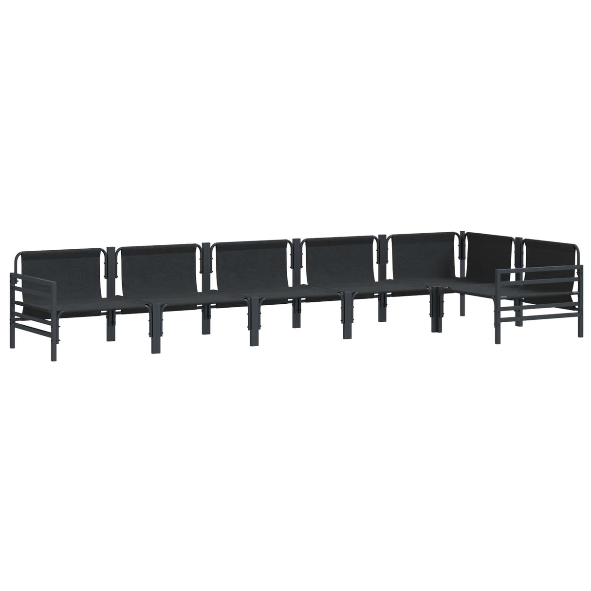 vidaXL Tuinbank Set met kussen 6 pcs Zwart Staal