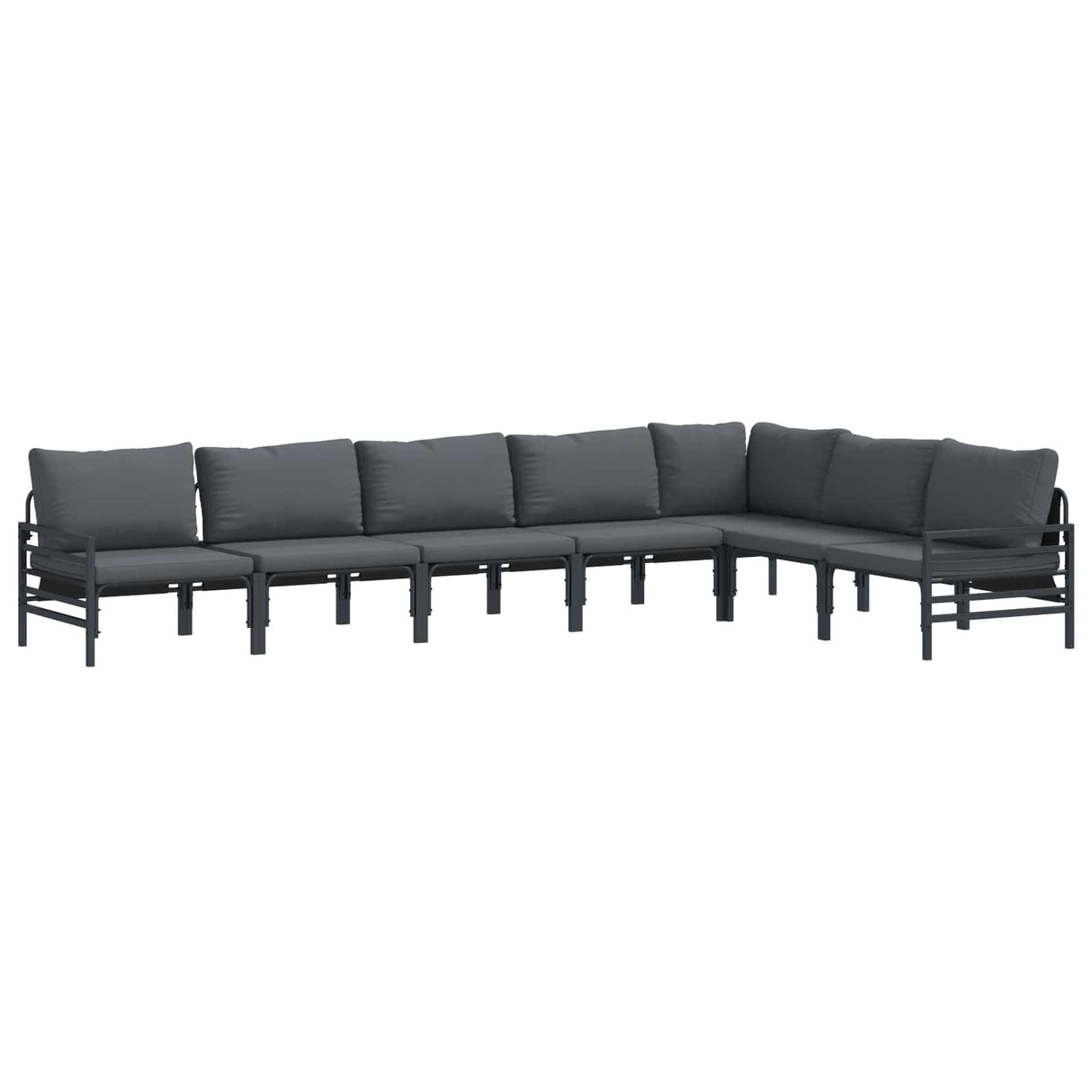 vidaXL Tuinbank Set met kussen 7 pcs Zwart Staal